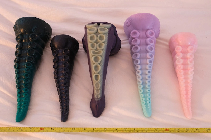 group of dildos with ridges like tentacles